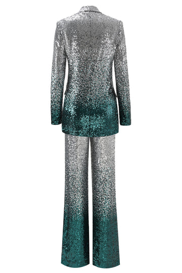 Sparkly Silver Sequins 2-piece Women Suits